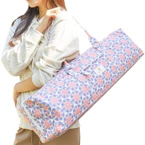 Yoga Mat Bag - Ancient Mural-Inspired Design, Roomy for Up to 26" Mats, Blocks & Towel Storage, Easy-to-Use Full Zipper, Handy Outer Pocket