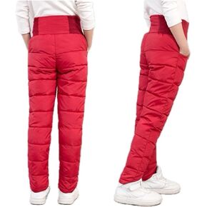 Boys Girls Kids Snow Pants Cotton Puffer Hight Rise with Pockets Warm for Winter Outdoor Activities