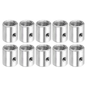 MECCANIXITY Threaded Repair Reducing Adapter, M10 to M6 Round Coupling Nut Female Thread Convert Sleeve Connector Rod Bar Stud Tube Nut, Silver Pack of 10