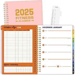 2025 Fitness Planner & Workout Planner, Exercise Planner from JAN 2025 - DEC 2025 for Men & Women, 6.4" x 8.3" Fitness Tracker for Workout Goals & Get Shit Done Monthly with PVC Plastic Cover, Black