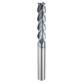 HARFINGTON Carbide Square Nose End Mill Bit 7/16" Cut Dia 4 Flutes TiAlN Coated Milling Cutter for Hardened Steel Metal (7/16" Shank 2" Cut Length 4-1/4" Long 30 Degree Helix HRC53-55)