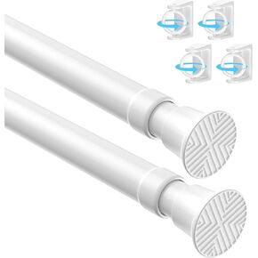 White Tension Curtain Rods18 to36 Inch Small Curtain Rods No Drilling Short Tension Rod Adjustable Spring Curtain Rod for Windows Door Closet Pressure Curtain Rod With One Set Rod Holders