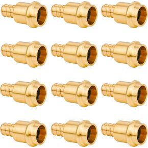 WHK 12 Pack 1/2" Press Propress x 1/2" PEX Adapter Crimp Fittings Brass Coupling Connect from Cooper to Pex B Pipe（Lead-Free,pro press copper to pex adapter 1/2)