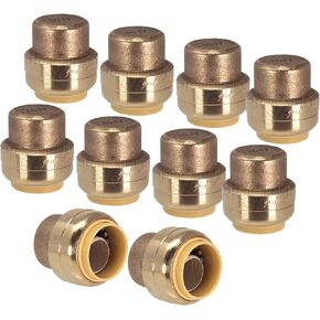 1/2-Inch PushFit End Cap, Push-to-Connect Plumbing Fitting for Copper, PEX, CPVC, PE-RT Pipe (1/2", 10-Pack)