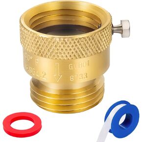 2-Pack Brass Vacuum Breaker Set 3/4" Anti-Siphon Hose Bib Valve for Garden Spigot RV Hose Connection Backflow Preventer Connector with Tape and Extra washers