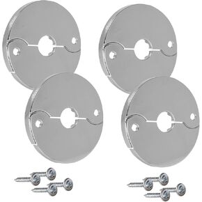 4-Pack 1/2-Inch CTS (5/8" OD) E3755 Hinged Split Escutcheons, Chrome Pipe Cover Plates with Screws, for 1/2" Copper, PEX Pipe