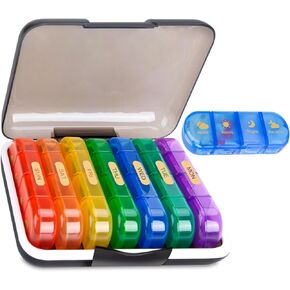 Weekly Pill Organizer 3 Times a Day, Large Pill Organizer 7 Days, Portable Pill Case 21 Days, Moisture Proof Large Pill Dispenser, Travel Pill Box for Vitamins Fish Oil Supplements (Black)