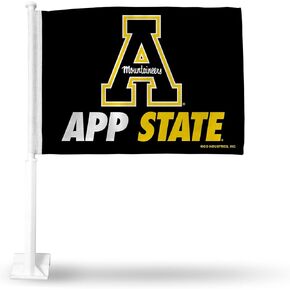 Rico Industries NCAA Appalachian State Mountaineers Secondary Double Sided Double Sided Car Flag - 16" x 19" - Strong Pole That Hooks onto Car/Truck/Automobile