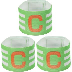 PATIKIL 12.2x2.5 Soccer Captain C Armband, 3 Pack Nylon Unisex Elastic Arm Badge Adjustable for Youth Adult Team Training, Green