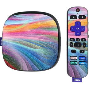 MightySkins Glossy Glitter Skin Compatible with Roku Ultra HDR 4K Streaming Media Player (2020) - Rainbow Waves | Protective, Durable High-Gloss Glitter Finish | Easy to Apply | Made in The USA