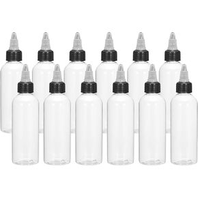 MECCANIXITY 12Pcs 3.5oz/100ml Squeeze Bottles, Clear Dispensing Bottles with Twist Cap Lids, Plastic Squirt Bottle for Ketchup, Mustard,and Crafts