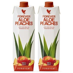 Forever Living - Forever Aloe Peaches - Pure Aloe w/Real Peach Flavor - Supports Digestion & Immune System - Vegan & Gluten-Free - 33.8 Fl Oz - 2Pack