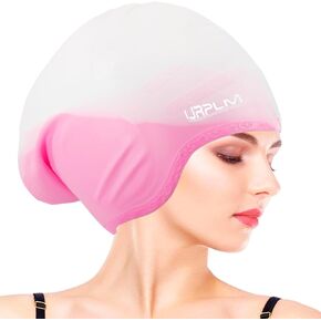 Swim Cap Long Hair,Silicone Swimming Caps with 3D Ear Cover,Waterproof Adult Swim Hats Bathing Caps for Women Men,Keep Your Hair Dry