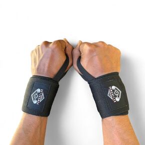 WEIGHTLIFTING WRIST WRAPS FOR MEN AND WOMEN FOR GYM AND CROSSFIT, PERFECT TO PREVENT INJURIES AND IMPROVE YOUR WORKOUT INSTANTLY. BLACK COLOR