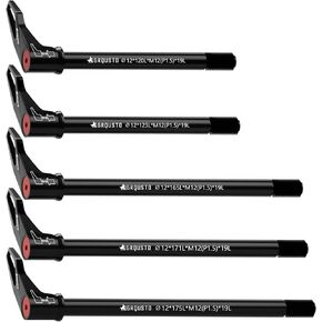 1.5mm Thread Pitch Front Rear Quick Release Thru Axles for Bicyle Suspension Forks Rigid Forks and Bike Rear Frame, Free Rotating Handle Road Mountain Bike Axle: 12mm x 120mm to 175mm Includes 5 Size