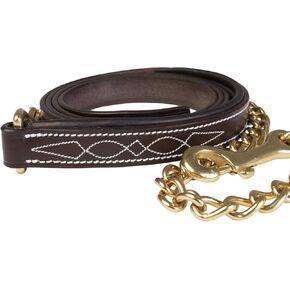Huntley Equestrian Leather Lead with Chain (Fancy Stitched, Padded)