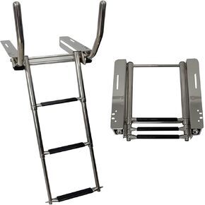 MARINE CITY 316 Grade Stainless Steel Under Platform telescoping Retractable Handrail 3 Steps Ladder for Boats – Yachts – Marines – Ships (Pack of 1)