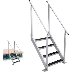 GAOMON Aluminum Dock Ladder 5 Steps, Removable Boat Ladder 350lbs Load Capacity, Pontoon Ladder Pool Stairs with Nonslip Design for Marine Boarding Lake Pool Dock