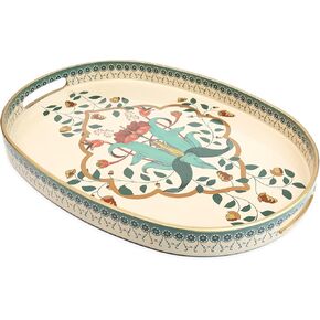 Rectangle Plastic Serving Tray with Handles, Elegant Decorative Tray for Coffee Table, Ottoman, Living Room, Kitchen, Outdoor Use. 12"*16"*1.6" C