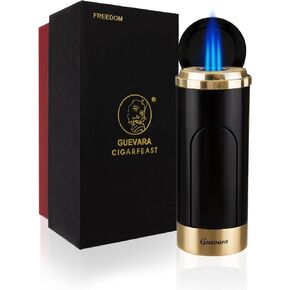 Cigar Lighters Torch for Men Butane Torch Flame Refillable Gas Lighter (Shipped without Butane) (Black)
