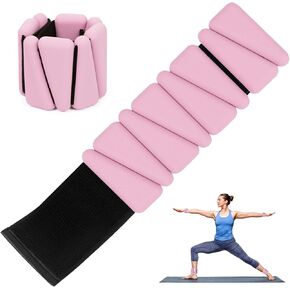 Wrist Weights Set of 2, Wearable Ankle & Wrist Weights, Adjustable Silicone Weight Bracelets (1Lbs Each) Fits for Women & Men, Suitable for Yoga, Pilates, Dance, Running, Pool Exercises, Jogging