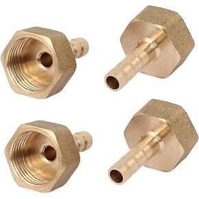 uxcell 3/8BSP Female Thread 6mm Hose Barb Brass Tubing Coupler Connector Fitting 4pcs
