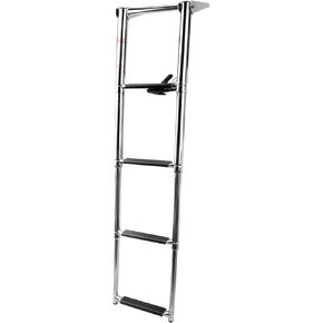 PetierWeit 4-Step Marine Boat Ladder Stainless Steel Telescoping Ladder for Boat Marine Swimming Pool Ladder Foldable