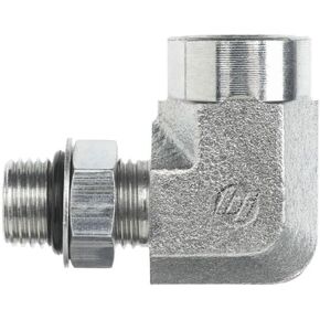 Brennan Industries 6805-08-06-NWO-FG تركيب أنبوب الكوع من الفولاذ المطروق 90 ​​درجة، 3/4 بوصة - 16 SAE ORB × 3/8 بوصة - 18 خيط NPTF، 1/2 بوصة حلقة دائرية قابلة للتعديل للذكور × 1/ 2 بوصة NPTF أنثى in Kuwait