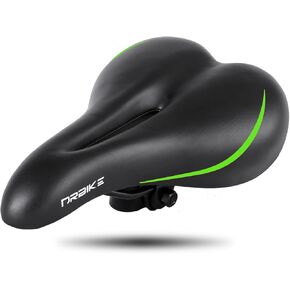 DRBIKE Adult Bike Seat with Wide Cushion & Waterproof Cover, Comfortable Padded Bicycle Saddle for Men & Women, Universal Bike Seat Replacement for MTB, Mountain, Road, Exercise & Cruiser Bike, Black