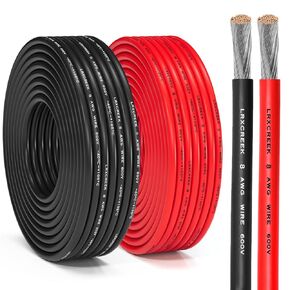 6 Gauge Marine Wire 20FT Red + 20FT Black Tinned Copper Wire, 6 AWG Oxygen Free Copper Wire for Automotive, Speakers, Solar, Marine Battery and Trailer