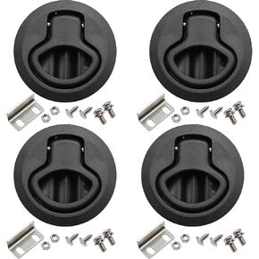 4PCS Boat Slam Latch 2'' Flush Pull Slam Latches Round Plastic Round for RV Boat Door Hatch Cabinet Pull Locking Deck Hatch Door