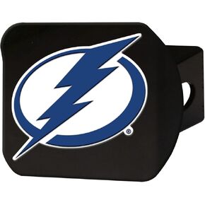 FANMATS 25111 Tampa Bay Lightning Black Metal Hitch Cover - 3D Color Emblem with Metal Chrome 3D Logo Emblem – Easy Installation on Truck, SUV, Car - Ideal Gift for Die Hard NHL Fan