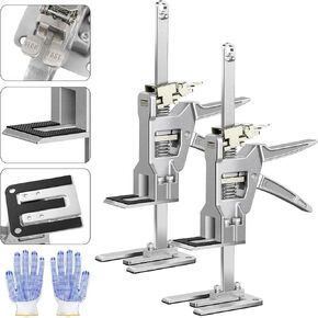 Labor Saving Arm Jack 2 Pack, 12 Inch All-Metal Hand Lifting Jack Tool, Precise Control Slow/Fast Descent, 440LBS Capacity Wall Tile Locator for Lifting Door Furniture, Wall Tile Positioning