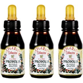 Official Distributor - 3 Bottles of Apiario Silvestre Brazilian Green Bee Propolis Liquid Glycolic Extract-Non Alcoholic, Wax Free, Sugar Free