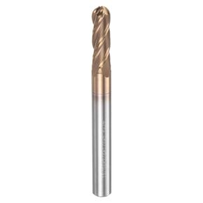 HARFINGTON Ball Nose End Mill 4 Flute 15/64" Diameter 1/4" Shank Tungsten Carbide TIN Coated Spiral CNC Router Bits 3/4" Cutting Length Single End Ball Cutting Tool for Carving Engraving