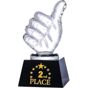 LONGWIN 1st 2nd 3rd Place Trophy Set Glass Winner Trophy with Thumbs Up, Trophies for Adults, Trophy Award for Sports Tournaments Talent Show Competitions