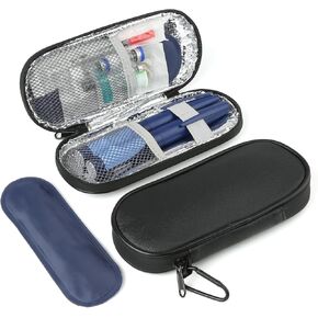 Insulin Cooler Travel Case,Diabetic Cold Pack Organizer Bag with 2 Reusable Ice Packs for Insulin Pen and Other Medication Diabetic Supplies Black