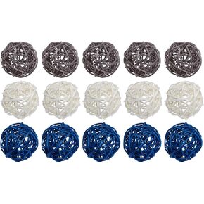 15 قطعة من كرات الروطان المحشوة بالمزهرية المزخرفة مقاس 1.9 بوصة من أجل حرف الخريف في الهالوين، وحفلات الزفاف، وتزيين أوراق النباتات المجففة (أبيض، أزرق، رمادي) in Kuwait