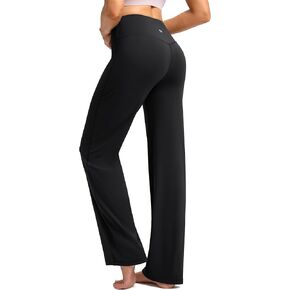 SANTINY Yoga Pants Women 30.5"/32" High Waist Stretch Comfy Lounge Dress Athletic Wide Leg Pants