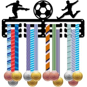 CREATCABIN Swimming Medal Holder Medal Hanger Rack Sports Race Awards Ribbons Organizer Race Trophy Metal Small Wall Mount Hanging Black Iron Hook Frame for Swimmer Players Athlete Gift 11.4 x 5.1Inch