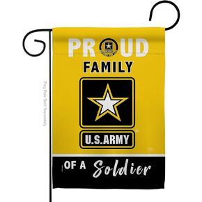 Breeze Decor Proud Family Soldier Garden Flag Armed Forces United State American Military Veteran Retire Official House Decoration Banner Small Yard Gift Double-Sided, Made in USA, Yellow/Black