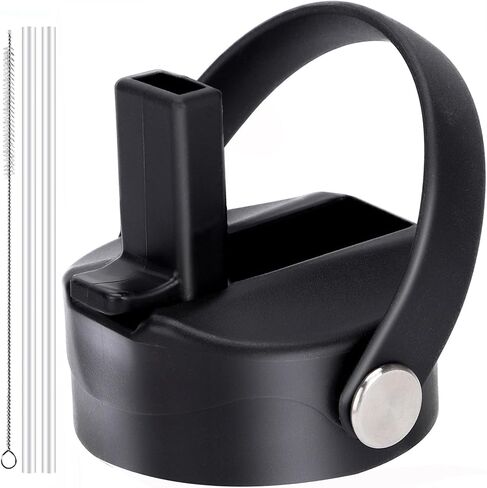 Straw lid for Wide Mouth Water Bottle 12oz 32oz 40oz 64oz 128oz, Compatible With Hydroflask Bottle, Replacement Cap Straw Cap With Big Nozzle, Lid with Straws and Brush with Flexible Handle﻿ in Kuwait