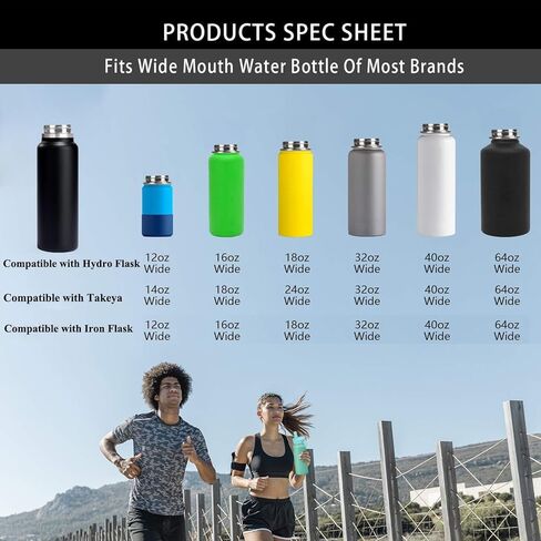 Straw lid for Wide Mouth Water Bottle 12oz 32oz 40oz 64oz 128oz, Compatible With Hydroflask Bottle, Replacement Cap Straw Cap With Big Nozzle, Lid with Straws and Brush with Flexible Handle﻿ in Kuwait