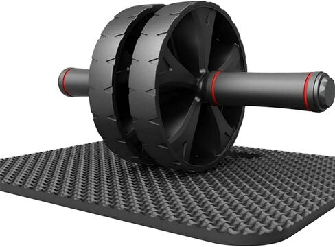 عجلة شياوكيس آب رولر - معدات تمارين البطن لتدريبات القوة الأساسية والبطن الصعبة مع بساط الركبة، جهاز دوار للبطن لتدريب القوة الأساسية (أسود) in Kuwait