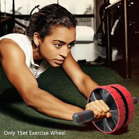 عجلة شياوكيس آب رولر - معدات تمارين البطن لتدريبات القوة الأساسية والبطن الصعبة مع بساط الركبة، جهاز دوار للبطن لتدريب القوة الأساسية (أسود) in Kuwait
