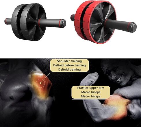 عجلة شياوكيس آب رولر - معدات تمارين البطن لتدريبات القوة الأساسية والبطن الصعبة مع بساط الركبة، جهاز دوار للبطن لتدريب القوة الأساسية (أسود) in Kuwait