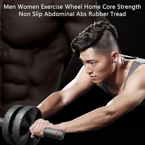 عجلة شياوكيس آب رولر - معدات تمارين البطن لتدريبات القوة الأساسية والبطن الصعبة مع بساط الركبة، جهاز دوار للبطن لتدريب القوة الأساسية (أسود) in Kuwait