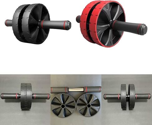 عجلة شياوكيس آب رولر - معدات تمارين البطن لتدريبات القوة الأساسية والبطن الصعبة مع بساط الركبة، جهاز دوار للبطن لتدريب القوة الأساسية (أسود) in Kuwait