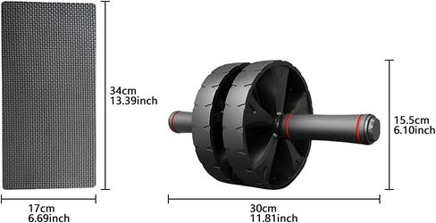 عجلة شياوكيس آب رولر - معدات تمارين البطن لتدريبات القوة الأساسية والبطن الصعبة مع بساط الركبة، جهاز دوار للبطن لتدريب القوة الأساسية (أسود) in Kuwait