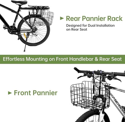 Front Bike Basket, Folding Bicycle Basket Removable Separate Adjustable Front Basket for Bicycle Rear Metal Wire Hanging Handlebar Bicycle Basket in Kuwait